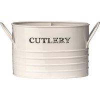 Orsina Cutlery Caddy, Ceramic Holder With Handwritten Style Label, Ideal For Organising Knives, Forks & Spoons in Cream