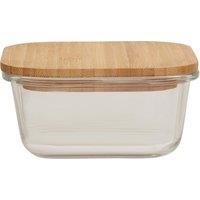 Orsina 520ml Square Glass Container with Bamboo Lid, Glass Container with Airtight Lid, Airtight Glass Container in Natural