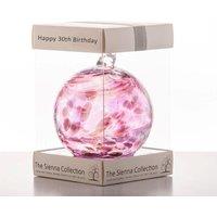 Sienna Glass 10cm Friendship Ball Happy 30th Birthday in Purple
