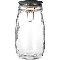 Orsina Retro Pastel Grey Glass Jar, 1500ml Capacity, Airtight Clip Lid with Silicone Seal in Clear