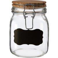 Orsina Vintage Small Storage Jar with Pine Wood Lid, Stylish Glass Jar With Lid, Durable Airtight Storage Jar in Clear
