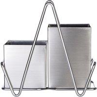 Orsina Two Compartments Stainless Steel Cutlery Caddy, Metal Silverware Holder, Durable Kitchen Cutlery Holder in Silver