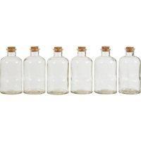 Orsina Functional Design Set Of 6 Round Glass Bottles, Glass Bottles For Kitchen, Versatile Use Clear Glass Bottles