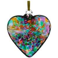 Sienna Glass 8cm Friendship Heart Sending Love Multicoloured Turquoise in Dark Green