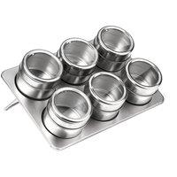 Orsina Durable Spice Jars Tray With Oblong Tray, Magnetic Spice Jars Tray For Kitchen, Durable Tray With Clear Lid in Silver