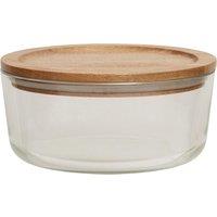 Orsina 850ml Round Glass Container with Acacia Lid, Glass Container with Airtight Lid, Airtight Glass Container in Natural
