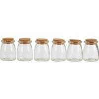 Orsina Set of Six Round Glass Jars, 160ml Capacity Each, nature friendly Glass with Airtight Cork Lids in Clear