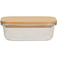 Orsina 370ml Glass Container with Bamboo Lid, Glass Container with Airtight Lid, Clear Airtight Glass Container in Natural