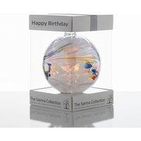 Sienna Glass 10cm Friendship Ball Happy Birthday in White