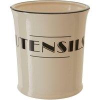 Orsina Cream Dolomite Kitchen Utensil Holder, Cutlery Pot For Organizing Kitchen Tools, Black Art Deco Storage Pot