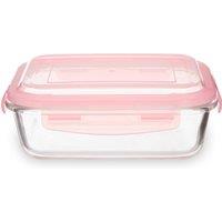 Orsina 1040ml Glass Container, Borosilicate Glass with Airtight BPA-Free White Clip-On Lid in Clear