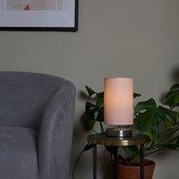 ValueLights Francis Pair of Brushed Chrome Dimmable Touch Table Lamps in Dusty Pink