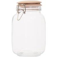 Orsina Stylish Square 1550ml Glass Jar With Wooden Lid, Durable Glass Jar With Lid, Versatile Airtight Storage Jars in Clear