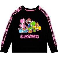Super Mario Bros Girl's Yoshi Cropped Sweatshirt in Black | Size: 5-6 Years
