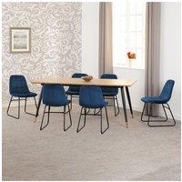 Seconique Hamilton Large Dining Set with Lukas Chairs in Blue