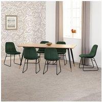 Seconique Hamilton Large Dining Set with Lukas Chairs in Green