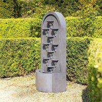 Primrose Obidos Tiered Cascading Zinc Water Feature 109cm in Grey