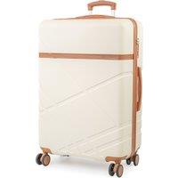 London Fog The Elegant Eton Hardshell Wheeled Matching Luggage Suitcase TSA Locks in Cream | Size: Medium