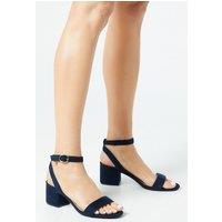 Dorothy Perkins Women's Wide Fit Tommi Barely There Mid Block Heel Sandals in Navy | Size: 3