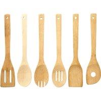 Orsina 6pc Kitchen Utensil Set, Includes Slotted Turner, Spoon, Spaghetti Server, & More, Perfect Bamboo Utensils in Natural