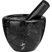 Orsina Black Marble Plain Mortar & Pestle, Durable Natural Marble Grinder with Polished Finish