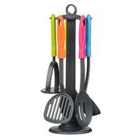 Orsina Unique 5pc Grey Nylon Kitchen Tool Set, Cooking Tool Set, Kitchen Gadget Set, Utensil Holder with Utensils