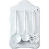 Orsina Enamelled Carbon Steel Utensil Set, Grey Kitchen Tools With Wall-Mounted Stand, Cooking Tools With Handles