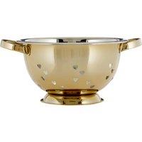 Orsina Hearts Design Gold Colander, Stylish Metal Strainer With Decorative Heart Cut-Outs, Durable Gold Finish