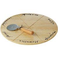 Orsina Pizza Board Set with Cutter, Durable 33cm Round Serving Board with Stainless Steel Pizza Cutter in Natural