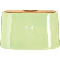 Orsina Luxe Green Ceramic Bread Bin, Tapered Bread Box with Bamboo Lid, Large Bread Storage Container For Loaves