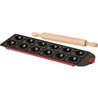 Orsina Premium Ravioli Tray With Rolling Pin, Non Stick Coated Tray Baking Rolling Pin, Multipurpose Ravioli Tray in Red