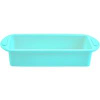 Orsina Pastel Pink Rectangular Mould, Delicate Pink Oblong Silicone Baking Tray, Non-Clinging Cake Pan With Handles in Green