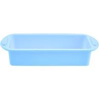Orsina Pastel Pink Rectangular Mould, Delicate Pink Oblong Silicone Baking Tray, Non-Clinging Cake Pan With Handles in Blue