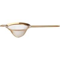 Orsina Lustrous Large Gold Finish Sieve, Gold-Tinted Strainer With Inclined Grip, Kitchen Sieve with Sloped Hold