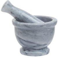 Orsina Grey Marble Mortar & Pestle With Rim, Durable Natural Stone Grinder For Kitchen Use