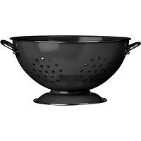 Orsina Cream Enamel Colander, Durable Metal Strainer With Twin Handles & Glossy Finish, Ideal For Draining in Black