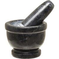 Orsina Black Marble Mortar & Pestle With Rim, Durable Natural Stone Grinder For Kitchen Use