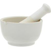 Orsina Medium Mortar & Pestle, Durable White Stoneware Grinder with Pouring Spout