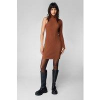 Ribbed One Sleeve Knit Mini Dress