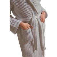 CHRISTY Women's 'Waffle' 100% Turkish Cotton Kimono Style Bathrobe in Grey | Size: S/M