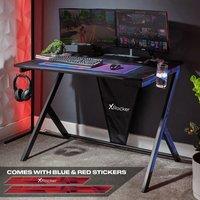 X Rocker Ocelot 115cm Gaming Desk with Mousepad, Headphone Hook & Cupholder in Black