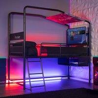 X Rocker Contra Mid Sleeper Bunk Bed with 32 TV Mount, Storage & Mattress in Black | Size: Single