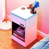 X Rocker Carbon-Tek Bedside Table with Drawer, LED Lights & Charging in White