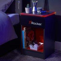 X Rocker Carbon-Tek Bedside Table with Drawer, LED Lights & Charging in Red