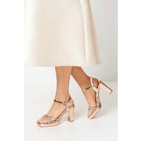 Coast Women's Taylor Faux Leather Diamante Platform Heel Sandals in Champagne | Size: 7