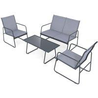 Costway 4PCS Garden Patio Table & Chair Set Outdoor Conversation Furniture Metal Frame in Grey