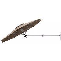 Costway Wall-Mounted Umbrella Water-proof Cantilever Parasols Tilting Sunshade Umbrella w/ Adjustable Pole in Beige