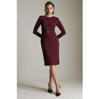 Compact Stretch Viscose Mesh Insert Midi Dress