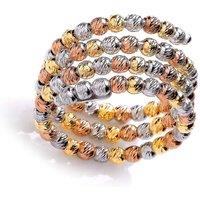 Jewelco London Women's 3-Colour Silver Sparkling Raindrop Eternity Wrap Ring - GVR674 in White | Size: Medium