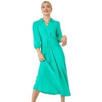 Dusk Twist Front Maxi Shirt Dress